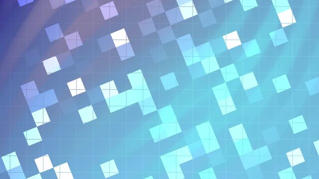 Bright blue abstract digital background with a pixel art square grid mosaic suitable for graphic design, web design, and digital art projects.