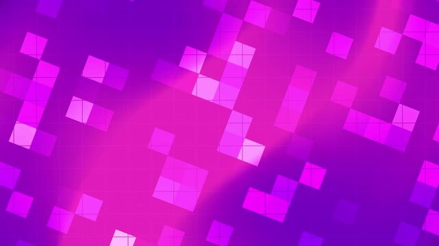 Bright purple pixelated gradient square patterns neon light glowing texture ideal for website backgrounds, digital designs, and futuristic projects.