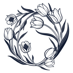 tulip wreath vector © MOHAMMADRIPON