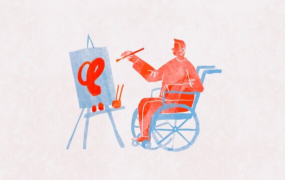 Person in Wheelchair Painting on Easel &ndash; Creative Inclusion Concept