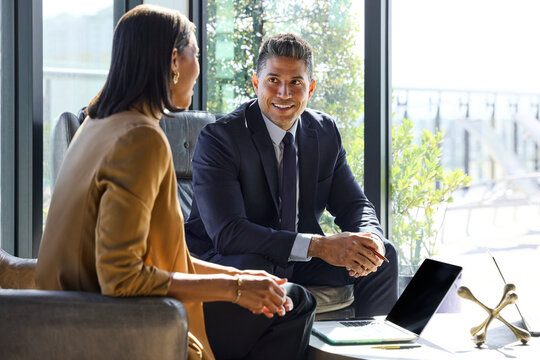 Business Meeting in a Bright Office Space