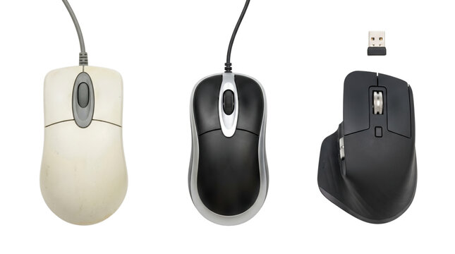 Evolution of the computer mouse, isolated on transparent background