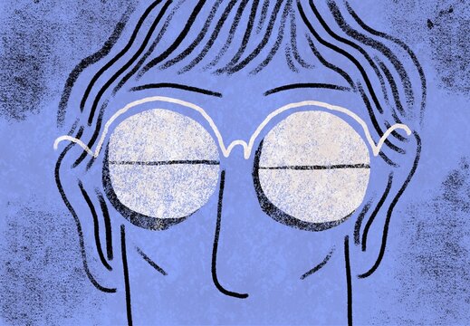 Face with Pill Glasses &ndash; Seeing Life Through Medication Concept