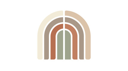 Fototapeta premium Boho Rainbow Abstract Graphic Design, Earth Tones, Modern Arch Symbol