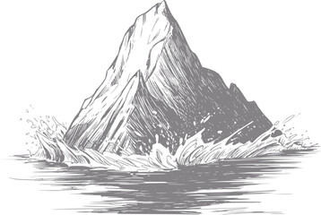 Of a iceberg emerging from crashing waves © Abdul