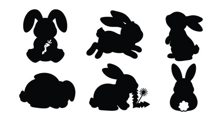 Rabbit illustrations black and white vector graphics on a white background © nurjahan