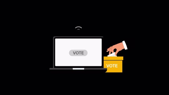 Animated Online Voting with Laptop. E-Voting, Digital Elections Concept Video - Transparent
