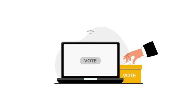 4k Online Voting with Laptop. E-Voting, Digital Elections Concept Animation Video 