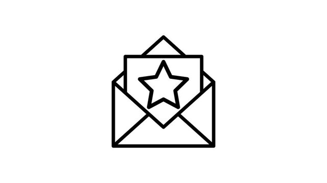 Favorite, stars email messages animated icon. Open mail symbol animation video