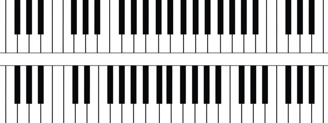 Minimal piano keyboard layout vector illustration featuring black and white musical keys pattern with full octave piano design. © ABUBOKKORsiddik