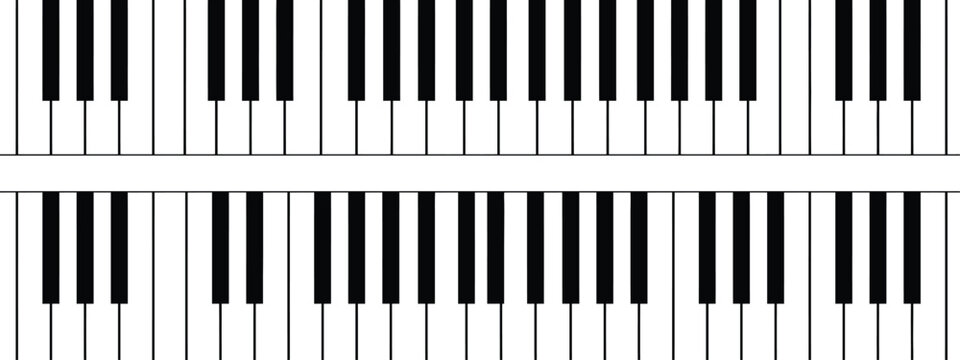 Minimal piano keyboard layout vector illustration featuring black and white musical keys pattern with full octave piano design.