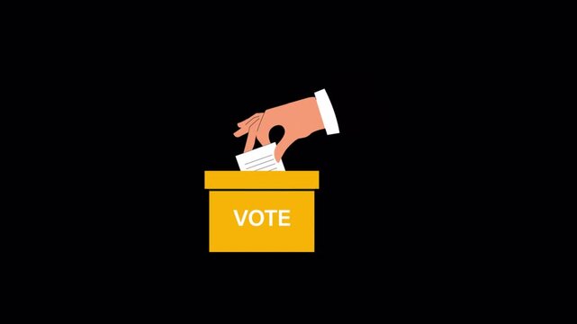 Hand Casting Vote in Ballot Box Animation Video - Transparent