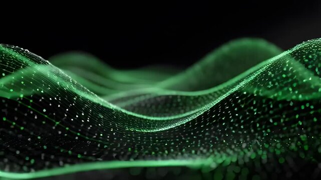 Green digital particle waves flowing in dark space