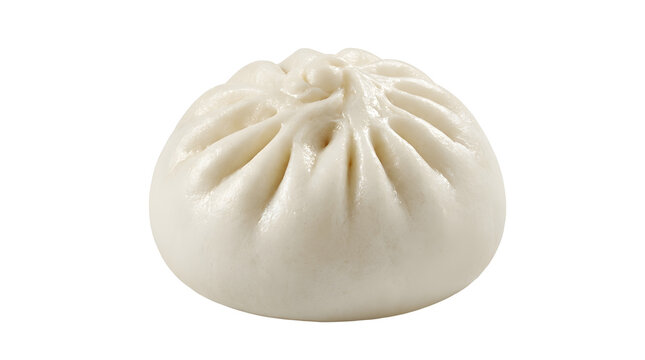 Traditional Vietnamese Banh Bao steamed dumpling bun isolated on a solid  white  background