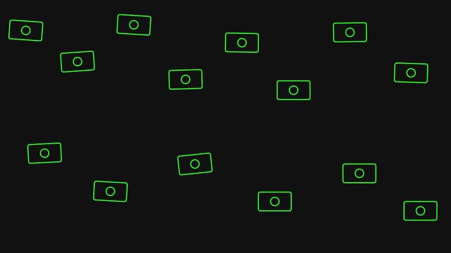 Green Money Icons on Black Background