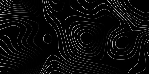 Abstract topographic map contour line pattern on black background with topographic abstract background minimalist elevation geography cartography visualization geometric monochrome structure © MOHAMAD