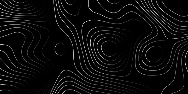 Abstract topographic map contour line pattern on black background with topographic abstract background minimalist elevation geography cartography visualization geometric monochrome structure