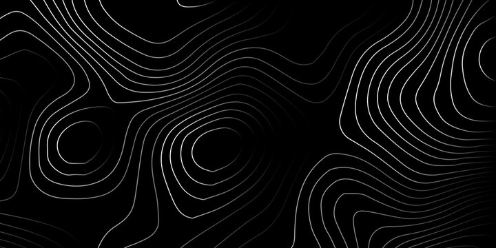 Abstract topographic map contour line pattern on black background with topographic abstract background minimalist elevation geography cartography visualization geometric monochrome structure