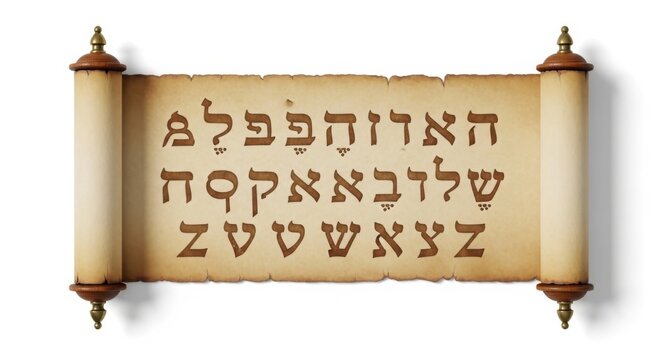Ancient Hebrew Scroll with Alphabet - Symbol of Tradition, Religion, and History