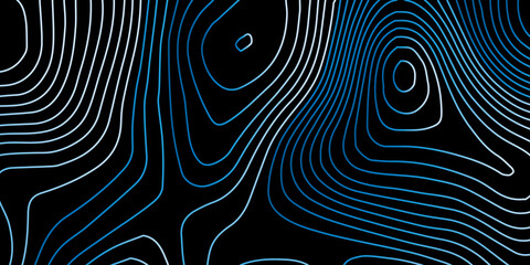 Blue neon topographic contour lines mapping background with topography abstract background elevation geographic cartography technology structure geometry illustration navigation landscape © MOHAMAD