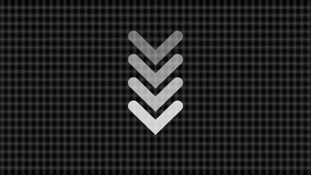Down Direction swipe arrow Motion Graphic on grid Background, animated looping down swipe arrow. 