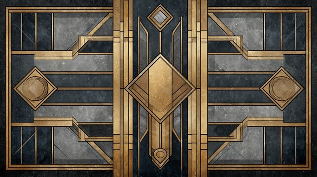 Art Deco luxury ornamental background with gold geometric patterns