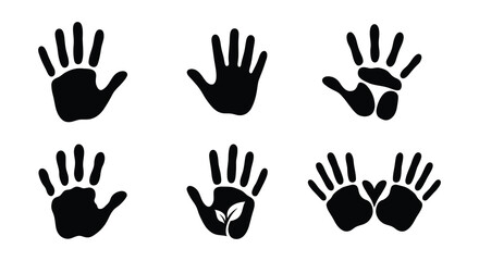 Obraz premium Handprint silhouettes with varying internal designs flat vector illustration