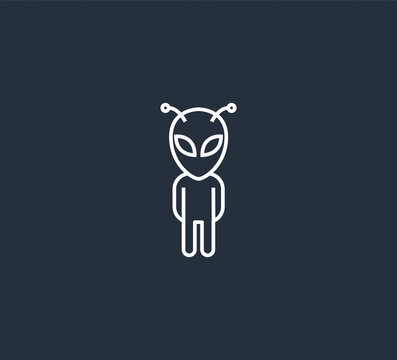 Alien icon flat line design extraterrestrial character symbol