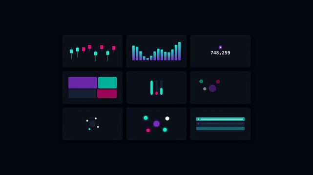 Motion Graphics Video Showing Dynamic Data Visualization and Analytics in Modern Digital Environment.