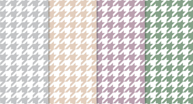 Collection of houndstooth vector seamless pattern. ideal for textiles and fashion. Shirts, dresses, skirts, and trousers
