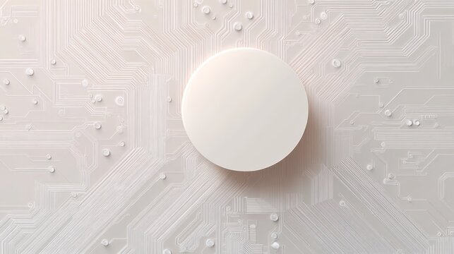 Abstract tech backdrop with a central circular button, soft lighting and subtle textures