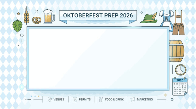 Oktoberfest Preparation Planner Template Featuring Traditional Bavarian Celebration Icons and Blank Center Space for Event Scheduling 007