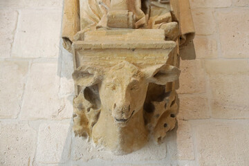 sculpted corbel in a gothic cathedral in burgos in spain  © frdric