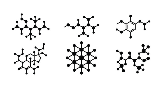Molecular structures flat vector illustration on a white background