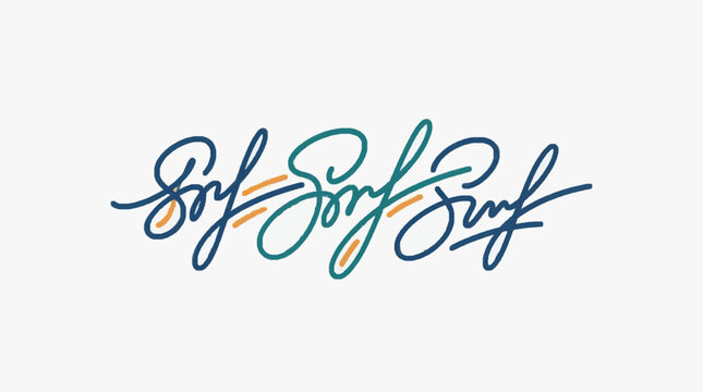 Surf Surf Surf handwritten calligraphy text.