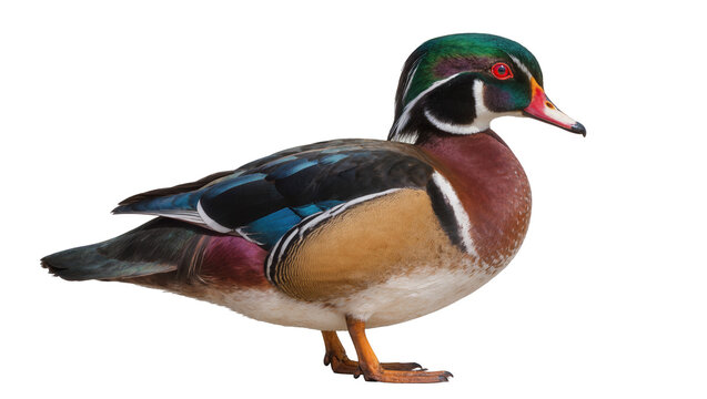 Wood Duck Male Bird Colorful Plumage Red Eye