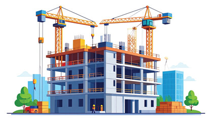 Fototapeta premium Construction site with building cranes.