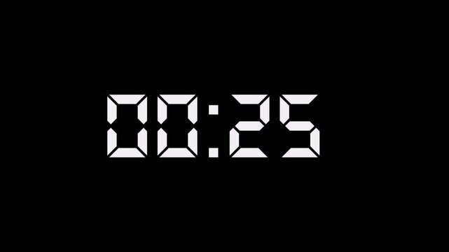 Countdown timer animation of 2 minutes on transparent background with alpha channels, 2 countdown timer animation, countdown video.
