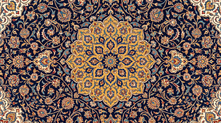 Naklejka premium Persian carpet floral pattern central medallion
