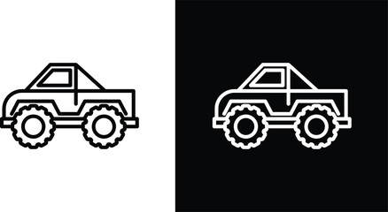 Monster truck icon set in black and white colors © mila