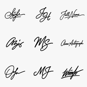 Collection of handwritten signatures and initials in cursive script.
