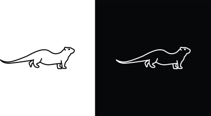 Otter icon set in black and white colors © mila