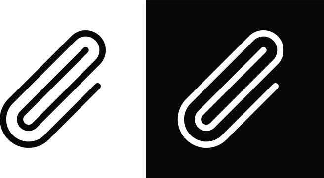 Paperclip icon set in black and white colors