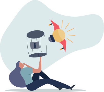 Free your mind and let creativity idea and imagination fly, mindfulness thinking, break free to get solution for business problem concept.life situation and activities.