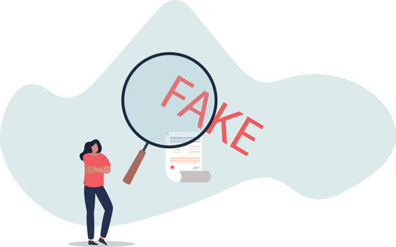 Fake document, wrong information verification or fake news inspection, fraud and illegal reports concept.life situation and activities.