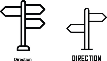 Direction Signpost Icon Set with Arrow Navigation and Wayfinding Symbols © MdAbdullahAl