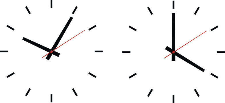 Minimal Analog Clock Faces Showing Different Times Vector Illustration Set