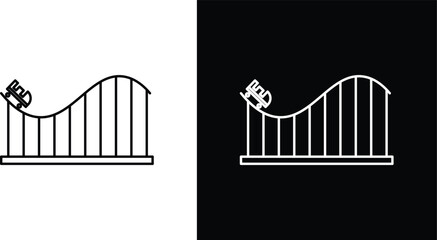 Roller coaster icon set in black and white colors © mila