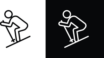 Skiing icon set in black and white colors © mila