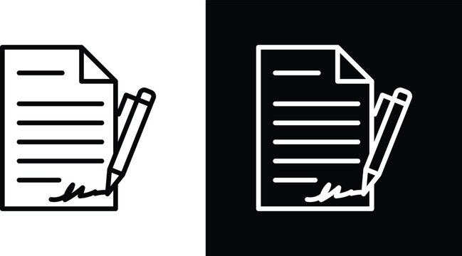 signature file icon set in black and white colors